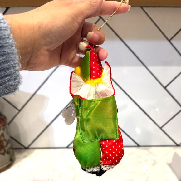 Vintage Christmas green red clown ornament for Christmas tree - Picture 3 of 6